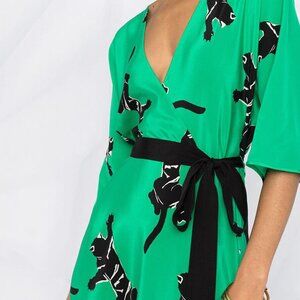 NWOT Diane von Furstenberg Eloise Wrap Climbing Panther dress L